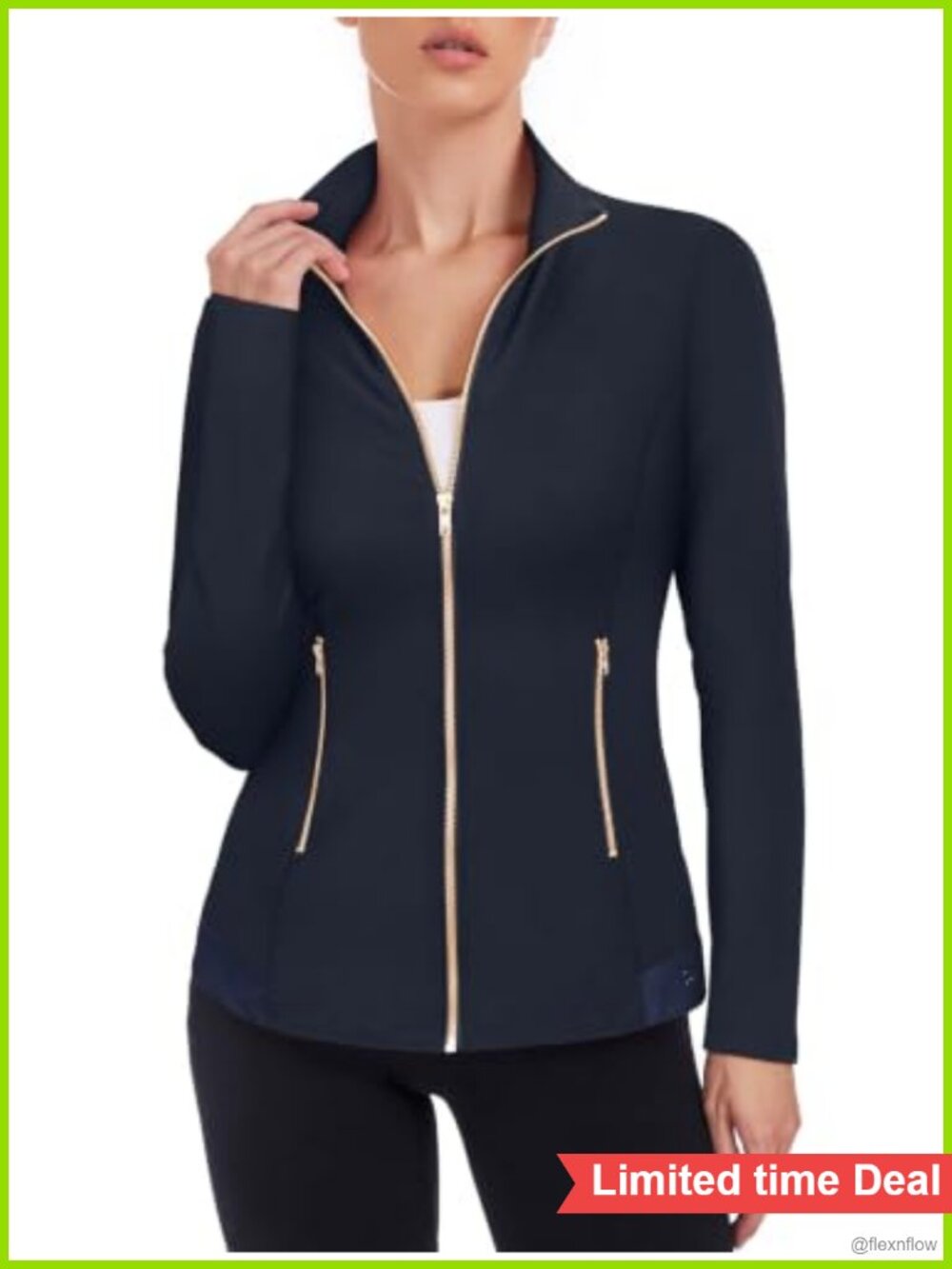 Women's Slim Fit Zip Up Athletic Jacket Long Sleeve Workout Running Jacket